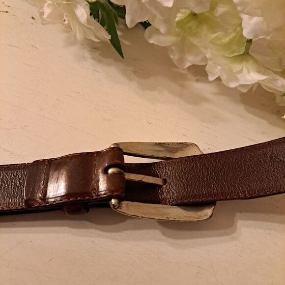 Fossil Leather Belt Vintage 70\'s Boho Style with Silver Hardware